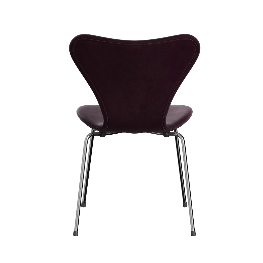 Fritz Hansen 3107 Krzesło pełna tapicerka, Chrom/Belfast Velvet Ciemna śliwka