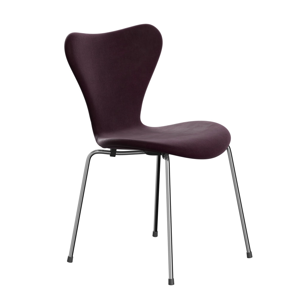 Fritz Hansen 3107 Krzesło pełna tapicerka, Chrom/Belfast Velvet Ciemna śliwka