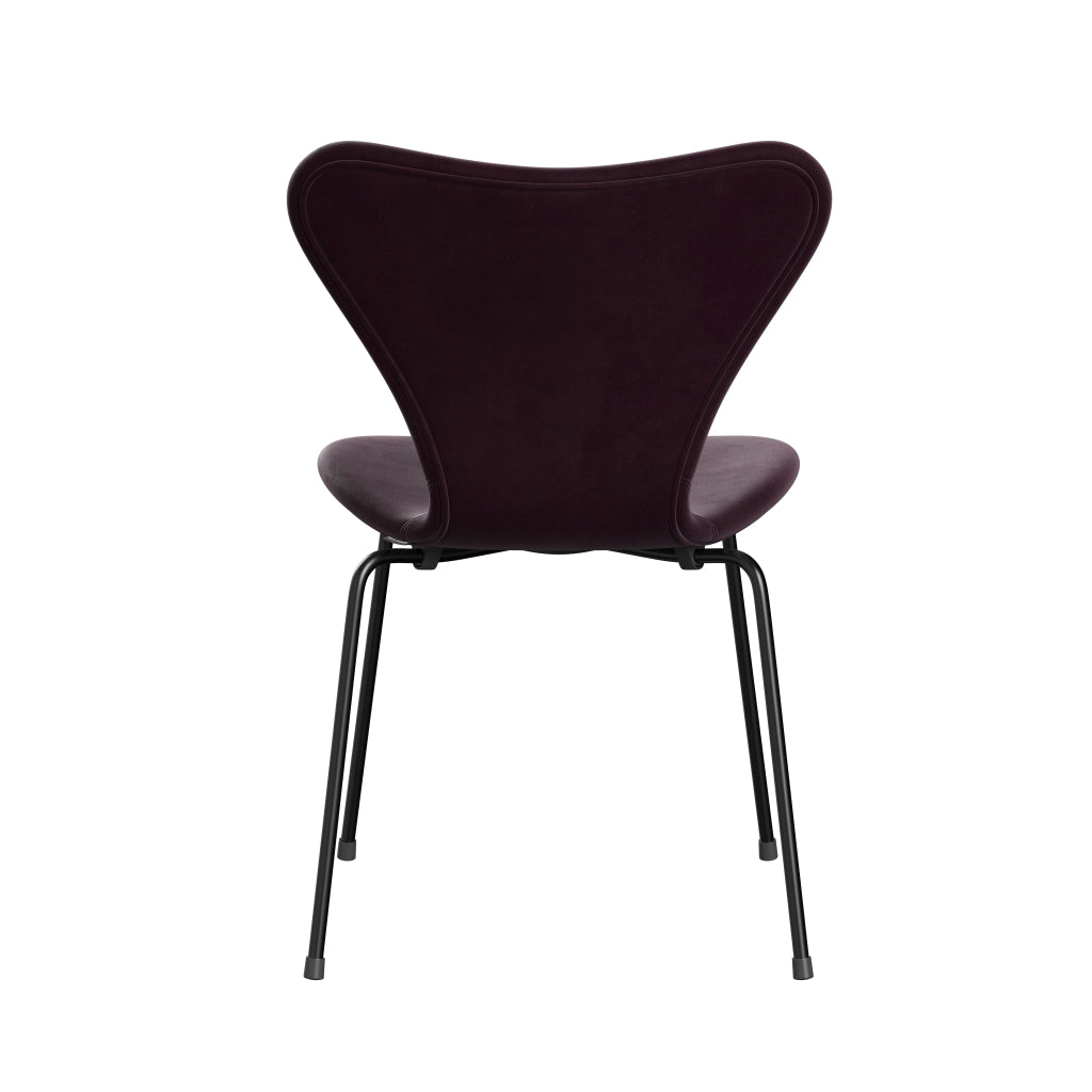 Fritz Hansen 3107 Chair Full Upholstery, Black/Belfast Velvet Dark Plum