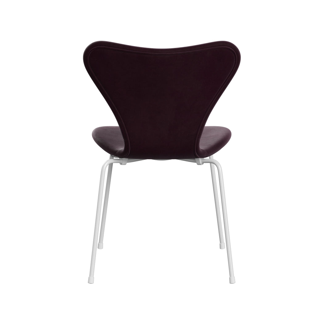 Fritz Hansen 3107 Krzesło pełna tapicerka, biały/belfast Velvet Ciemna śliwka