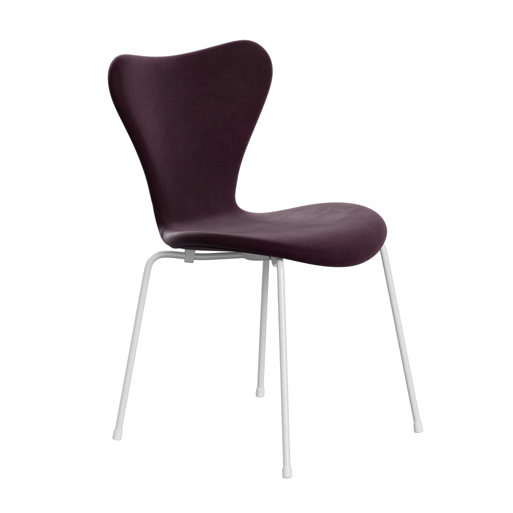 Fritz Hansen 3107 Krzesło pełna tapicerka, biały/belfast Velvet Ciemna śliwka