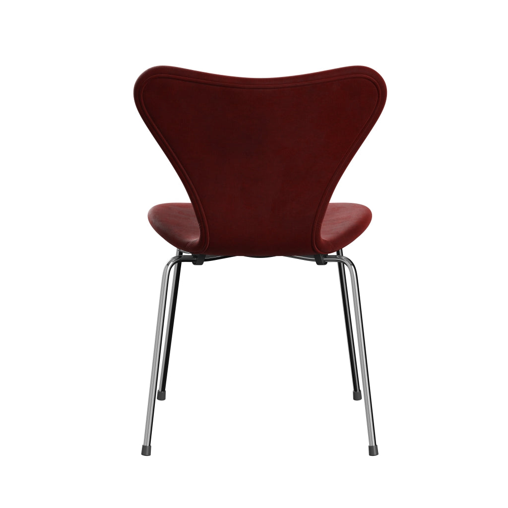 Fritz Hansen 3107 Krzesło pełna tapicerka, Chrom/Belfast Velvet Autumn Red