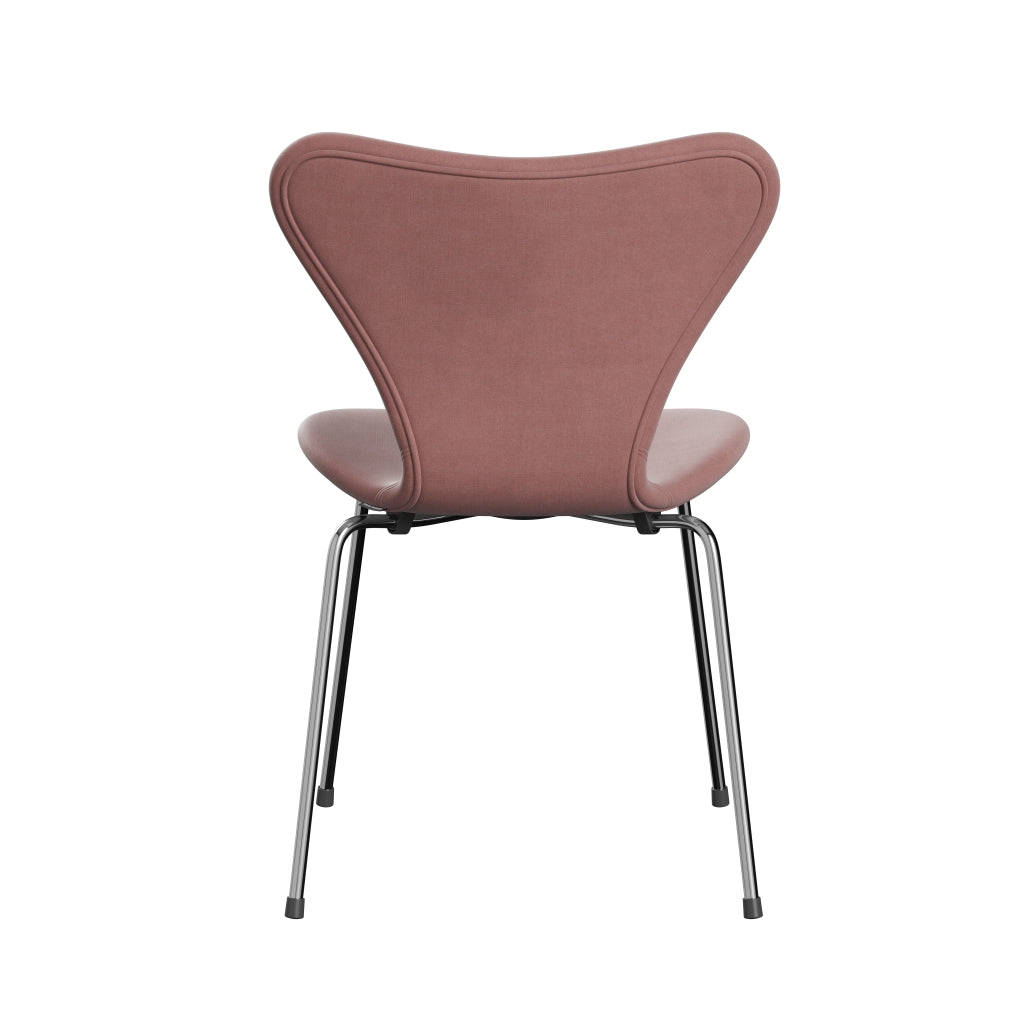 Fritz Hansen 3107 Krzesło pełna tapicerka, Chrome/Belfast Velvet Misty Rose