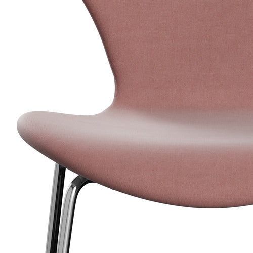 Fritz Hansen 3107 Krzesło pełna tapicerka, Chrome/Belfast Velvet Misty Rose