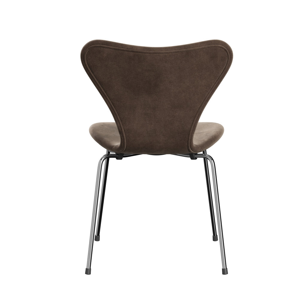 Fritz Hansen 3107 Krzesło pełna tapicerka, Chrome/Belfast Velvet Grey Brown