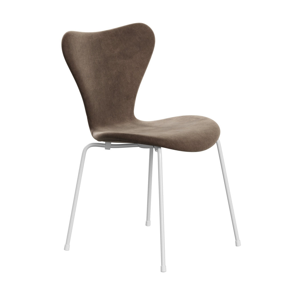 Fritz Hansen 3107 Krzesło pełna tapicerka, biały/belfast Velvet Grey Brown