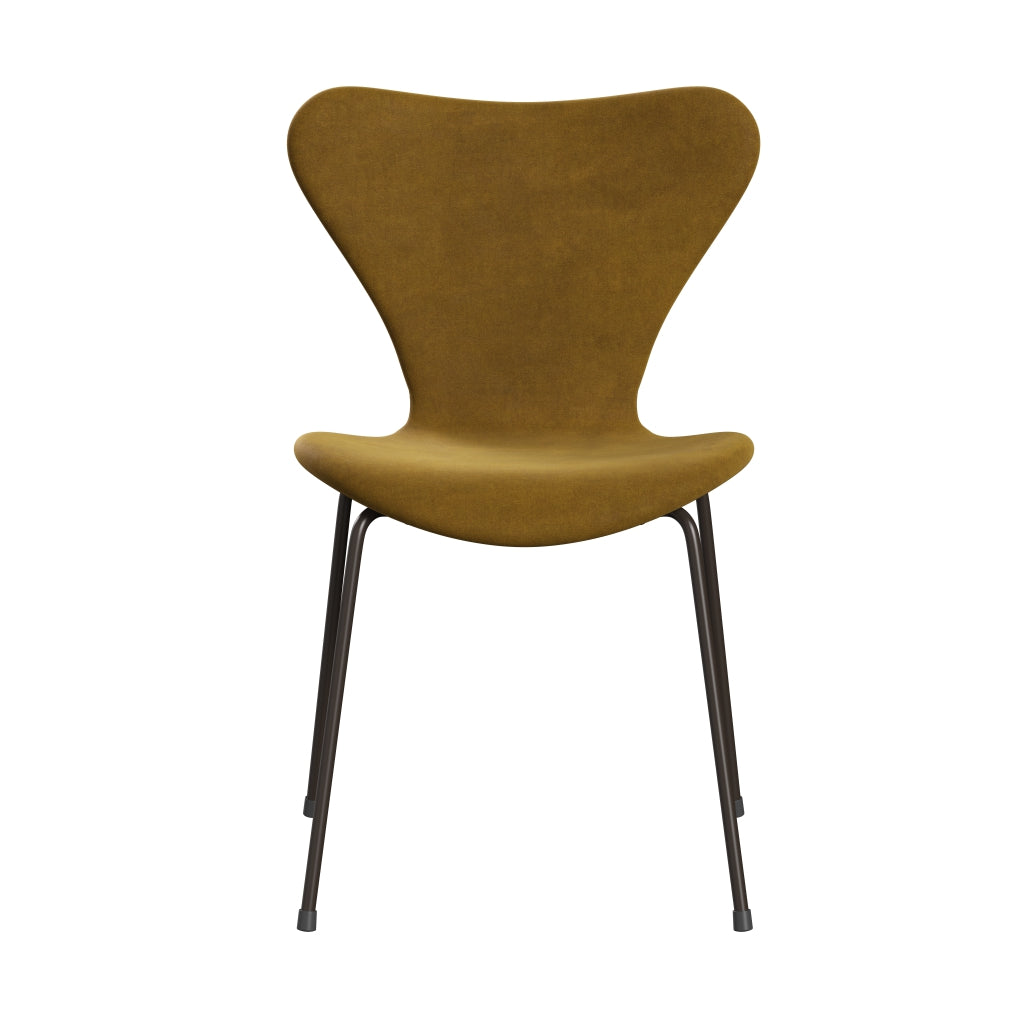 Fritz Hansen 3107 krzesło pełne tapicerka, brązowy brąz/belfast Velvet Soft Ocher