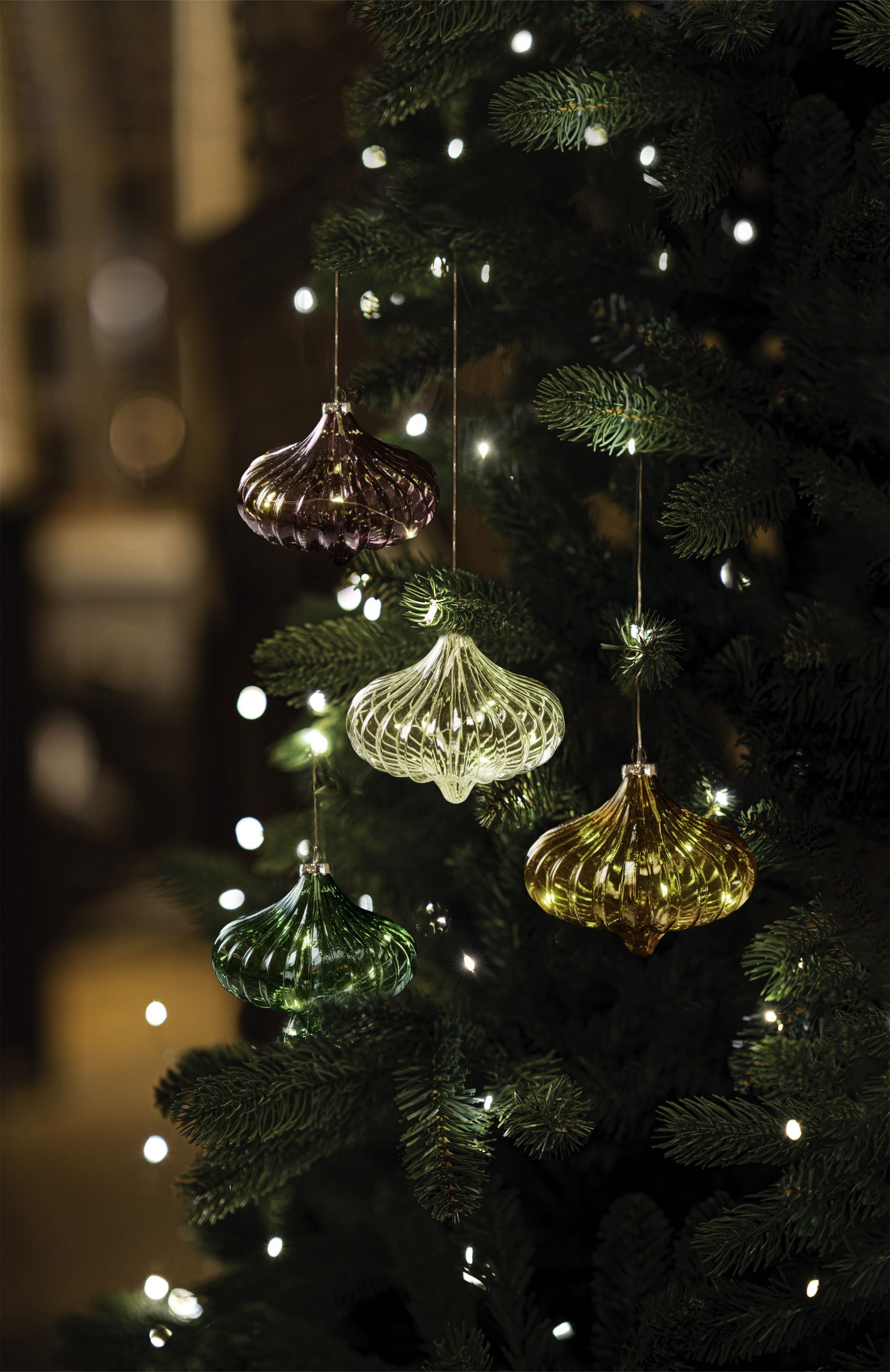 Sirius Dina Christmas Glass Ornament 5 LED, bursztyn