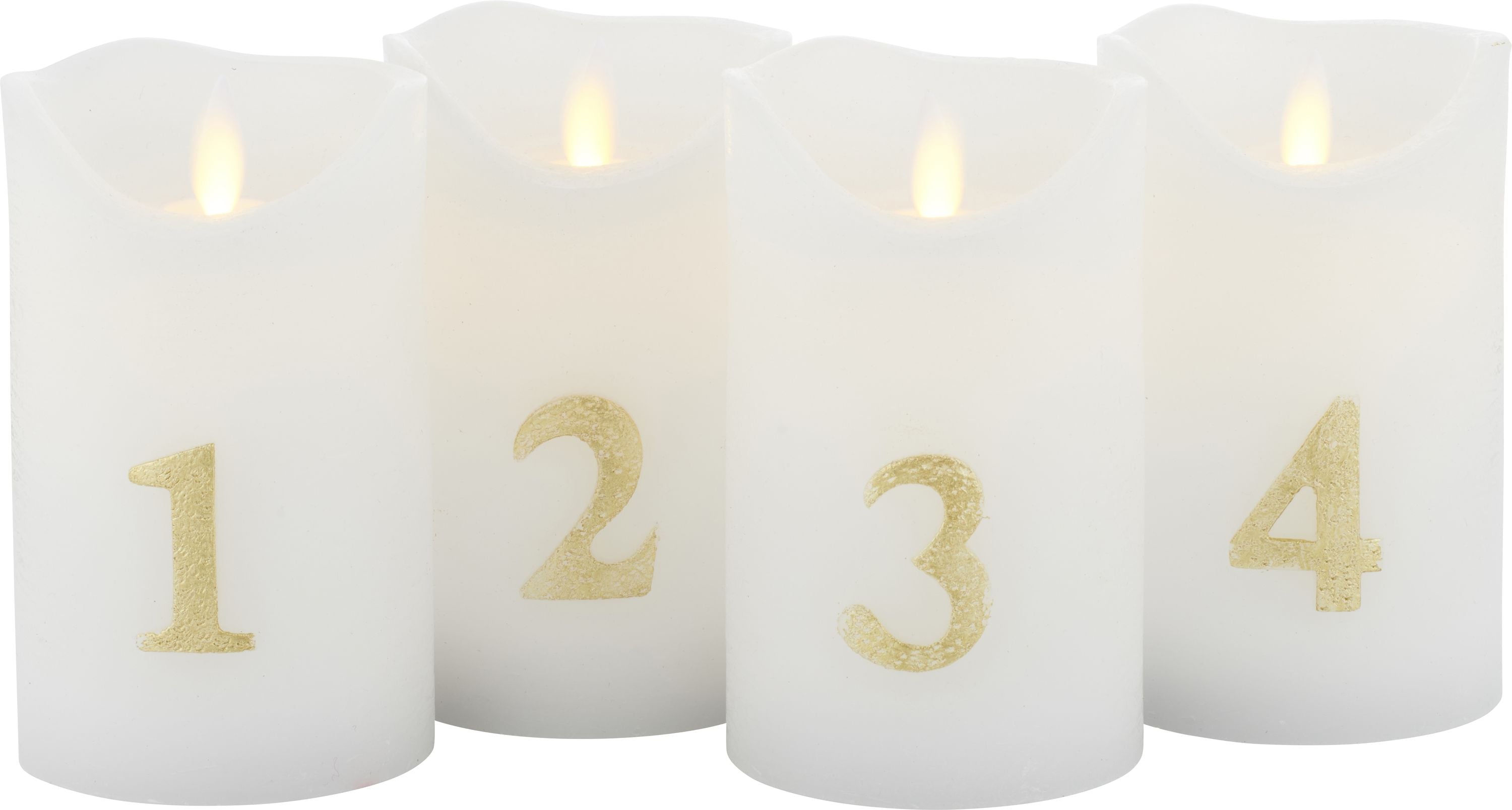 Sirius Sara Advent Candle 4 szt. Øx H 7x12,5 cm, biały/złoto