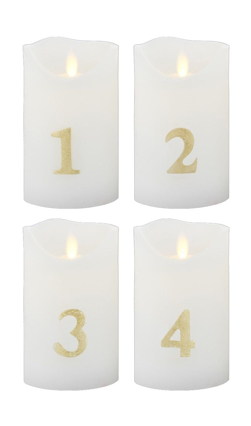 Sirius Sara Advent Candle 4 szt. Øx H 7x12,5 cm, biały/złoto