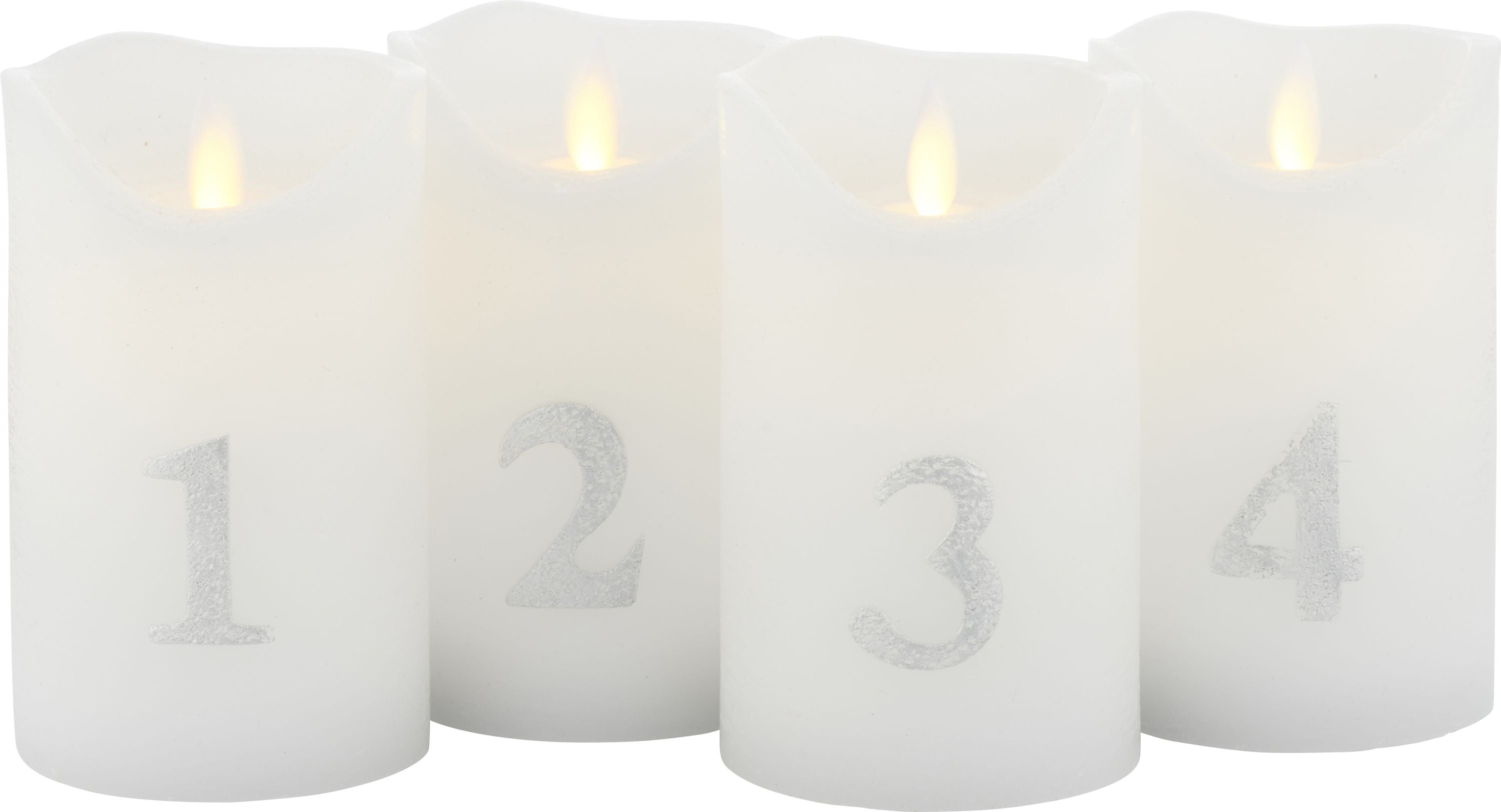 Sirius Sara Advent Candle 4 szt. Øx H 7x12,5 cm, biały/srebrny