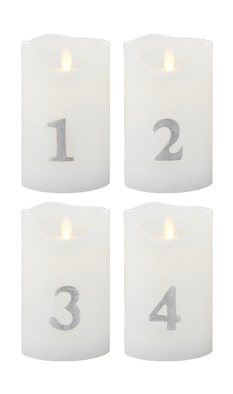 Sirius Sara Advent Candle 4 szt. Øx H 7x12,5 cm, biały/srebrny