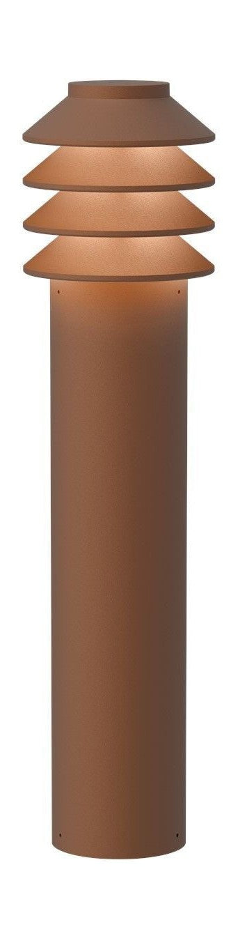 Louis Poulsen Bysted Garden Bollard Led 2700 K 14 W Base Without Adaptor Long, Corten