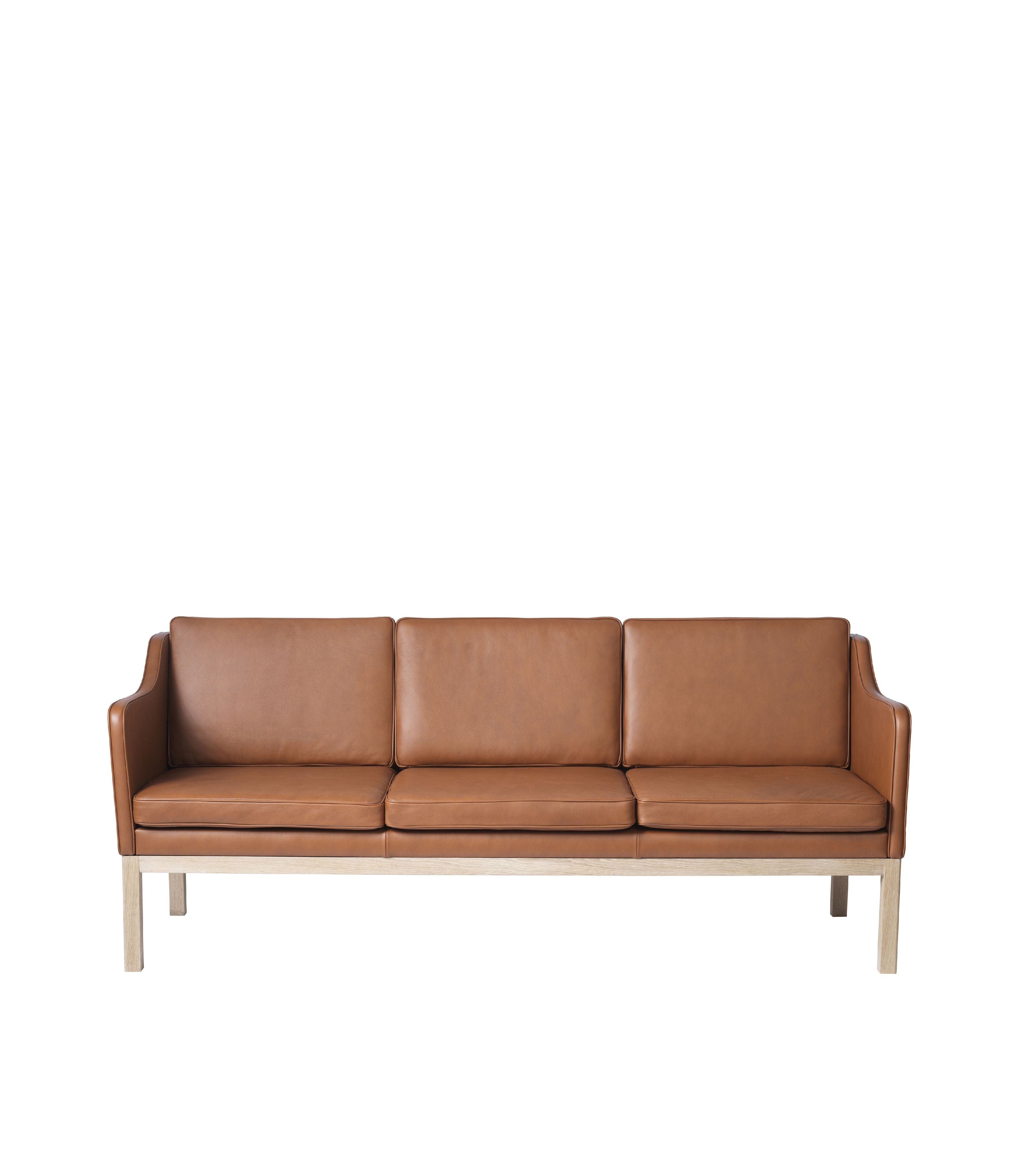 FDB Furniture MK46 Mogens Koch 3 Pers. Sofa, dębowa/koniakowa skóra