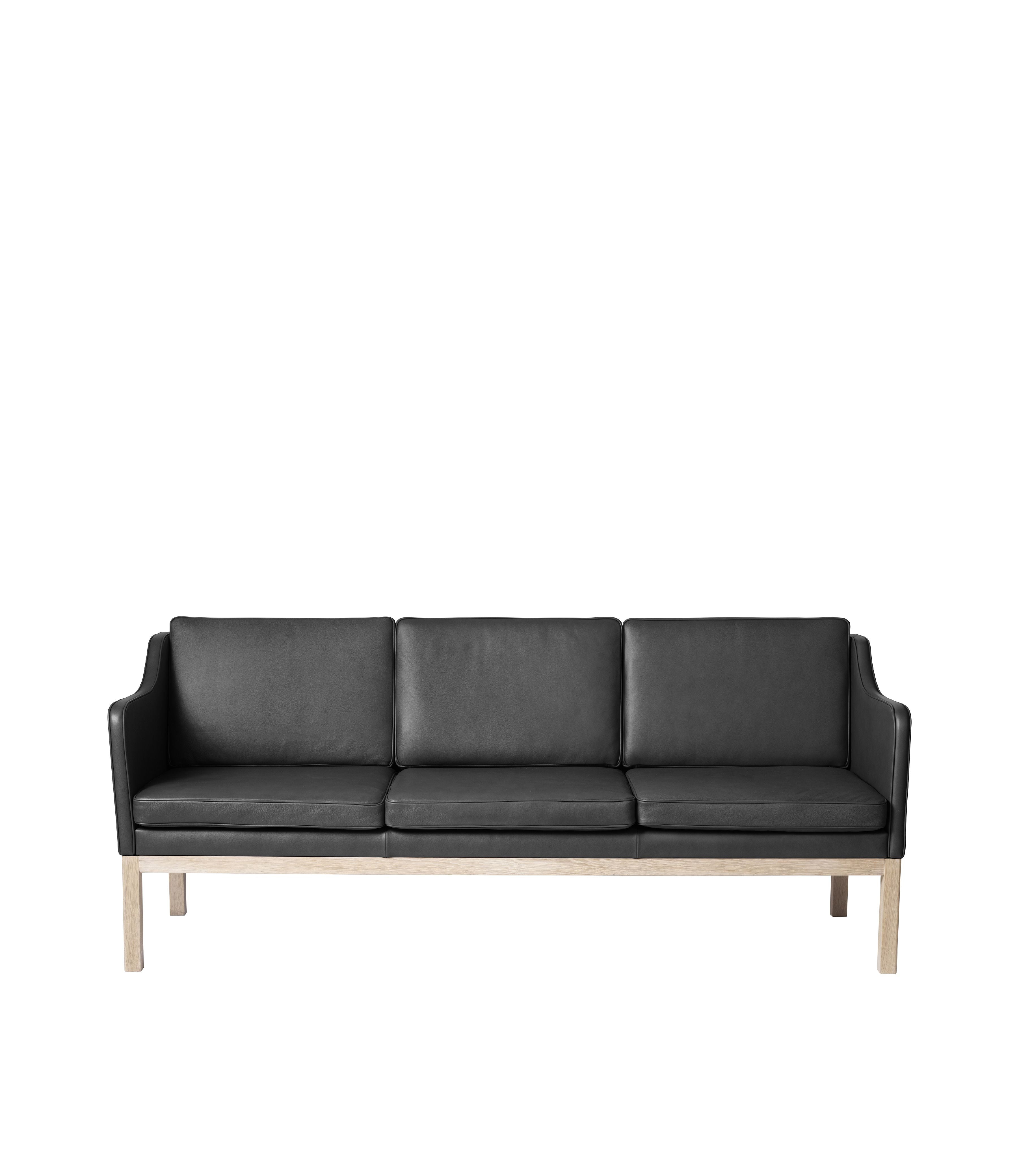 FDB Furniture MK46 Mogens Koch 3 Pers. Sofa, dębowa/czarna skóra