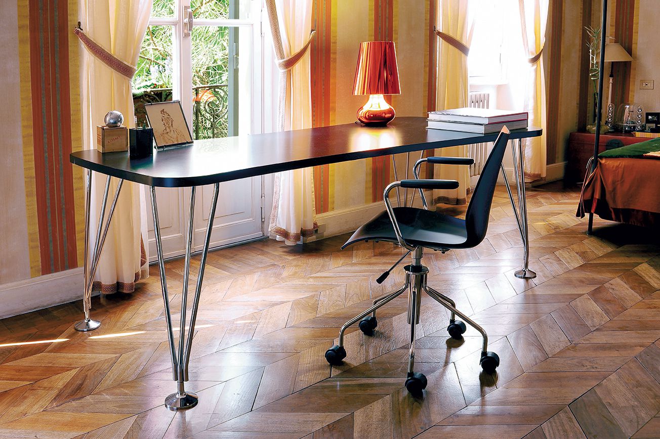 Kartell Max Desk With Wheels 160x80 Cm, Slate/Chrome