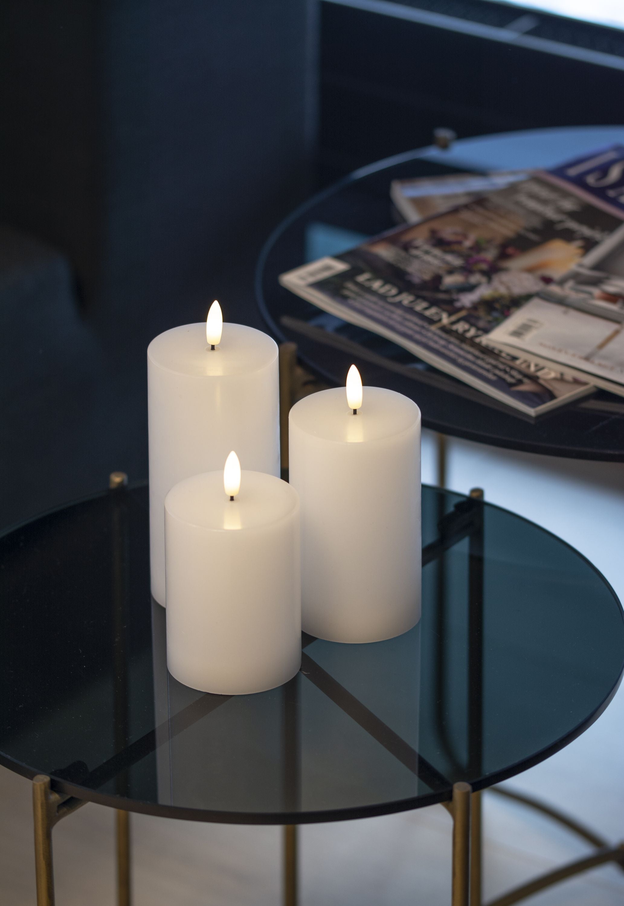 Sirius Sille Led Candle 3 Pcs, ø7,5x10/12,5/15cm, White