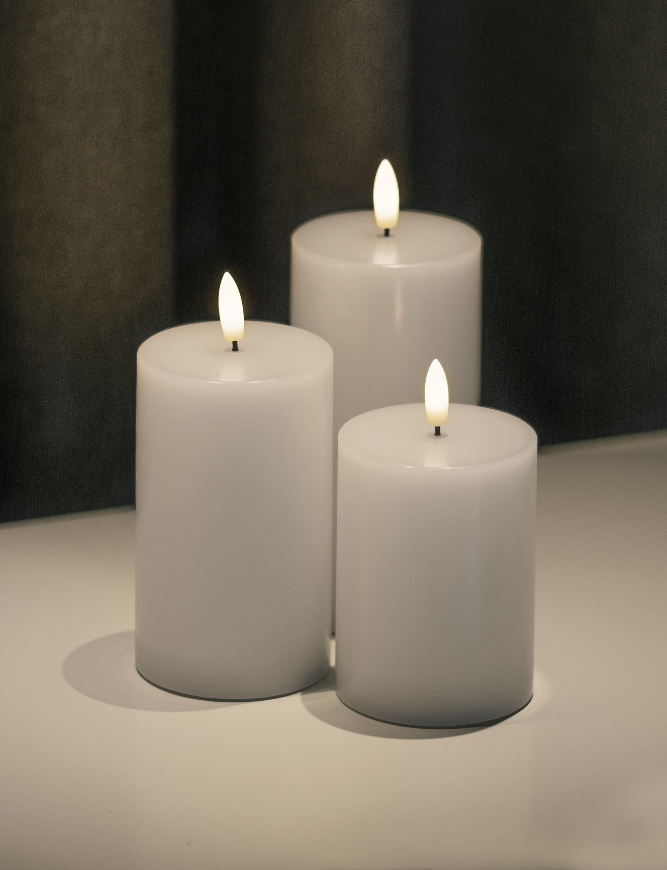 Sirius Sille LED Candle 3 szt., Ø7,5x10/12,5/15 cm, biały