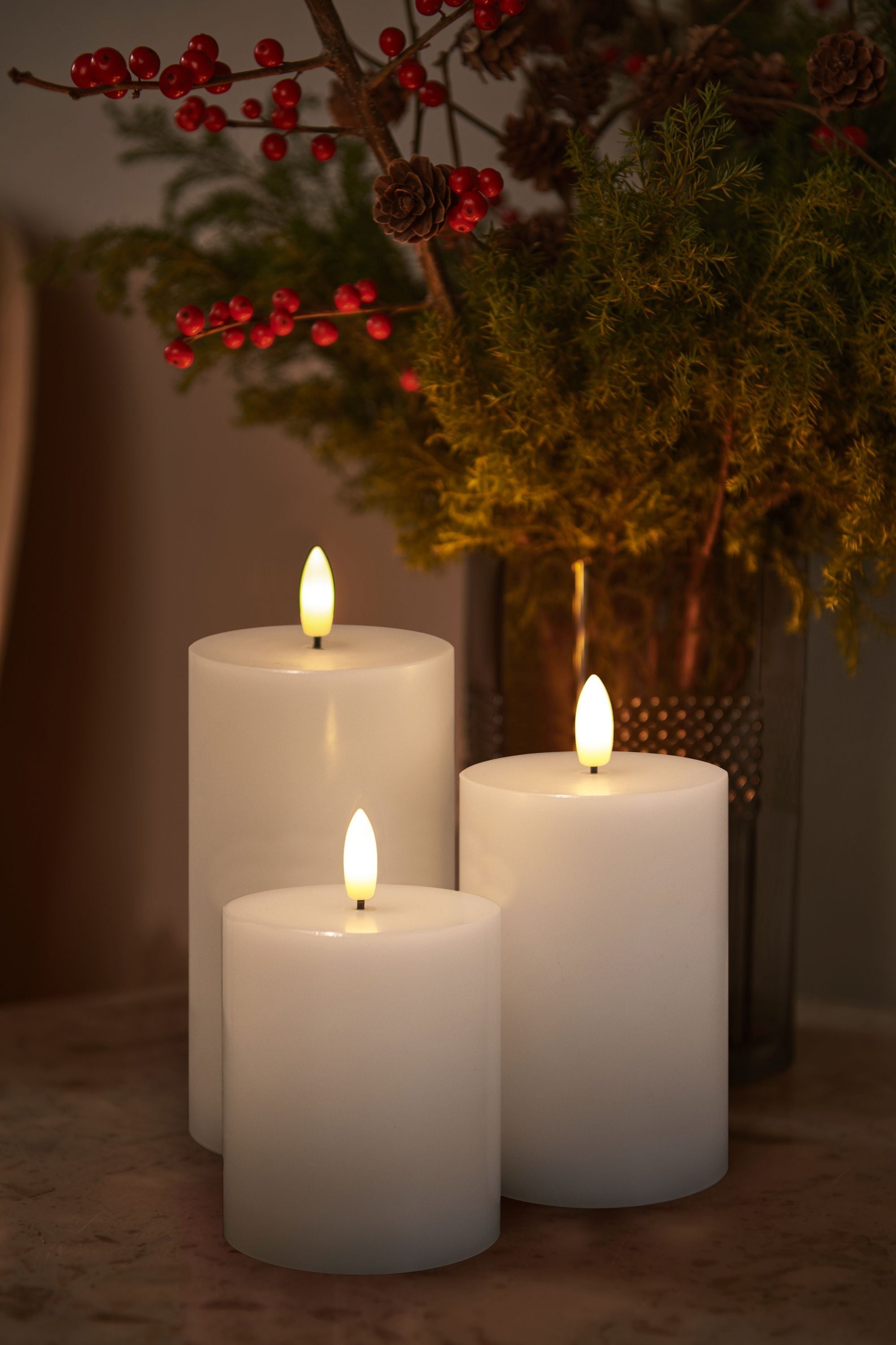 Sirius Sille Led Candle 3 Pcs, ø7,5x10/12,5/15cm, White