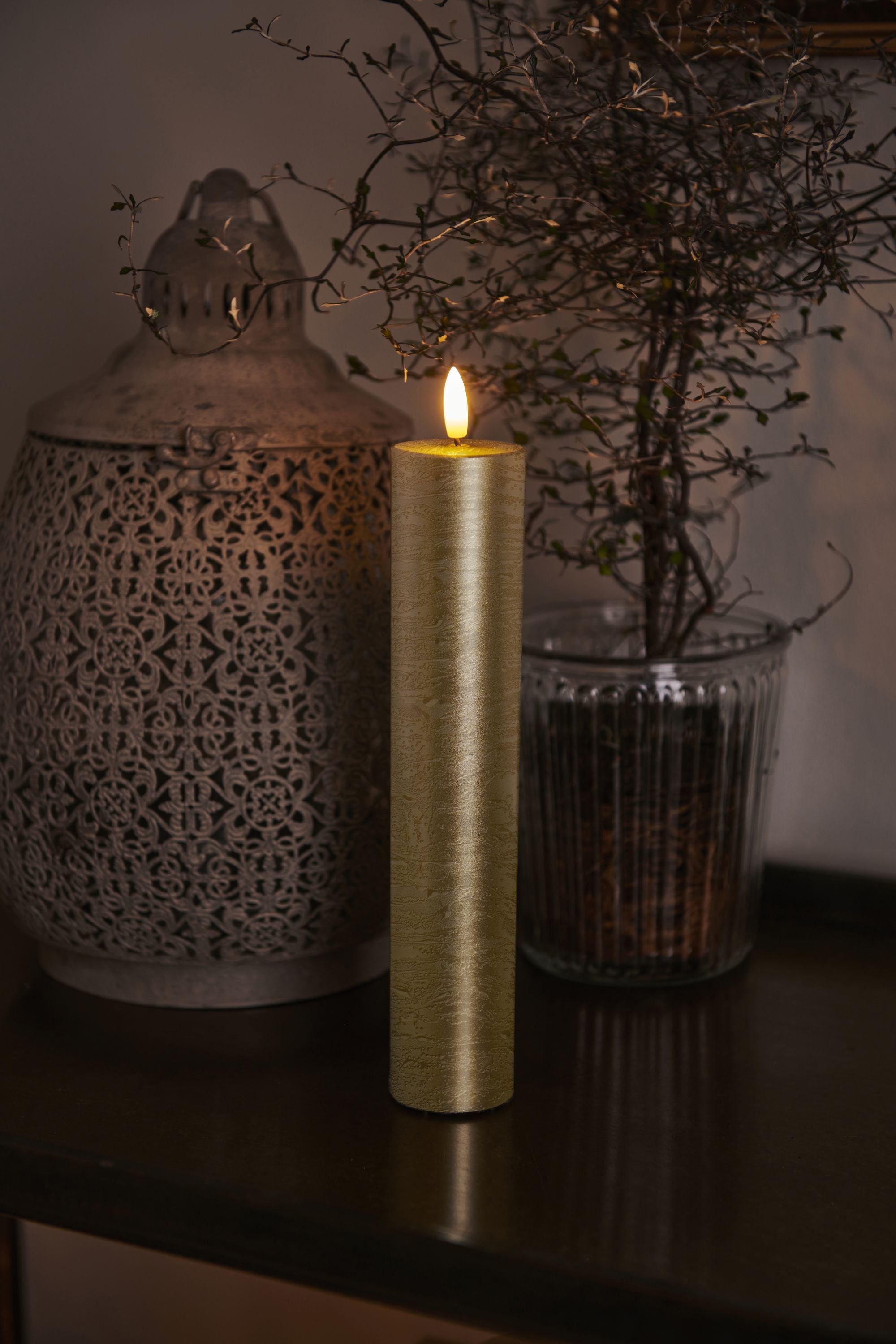 Sirius Sille LED Candle Ø5x H25cm, złoto