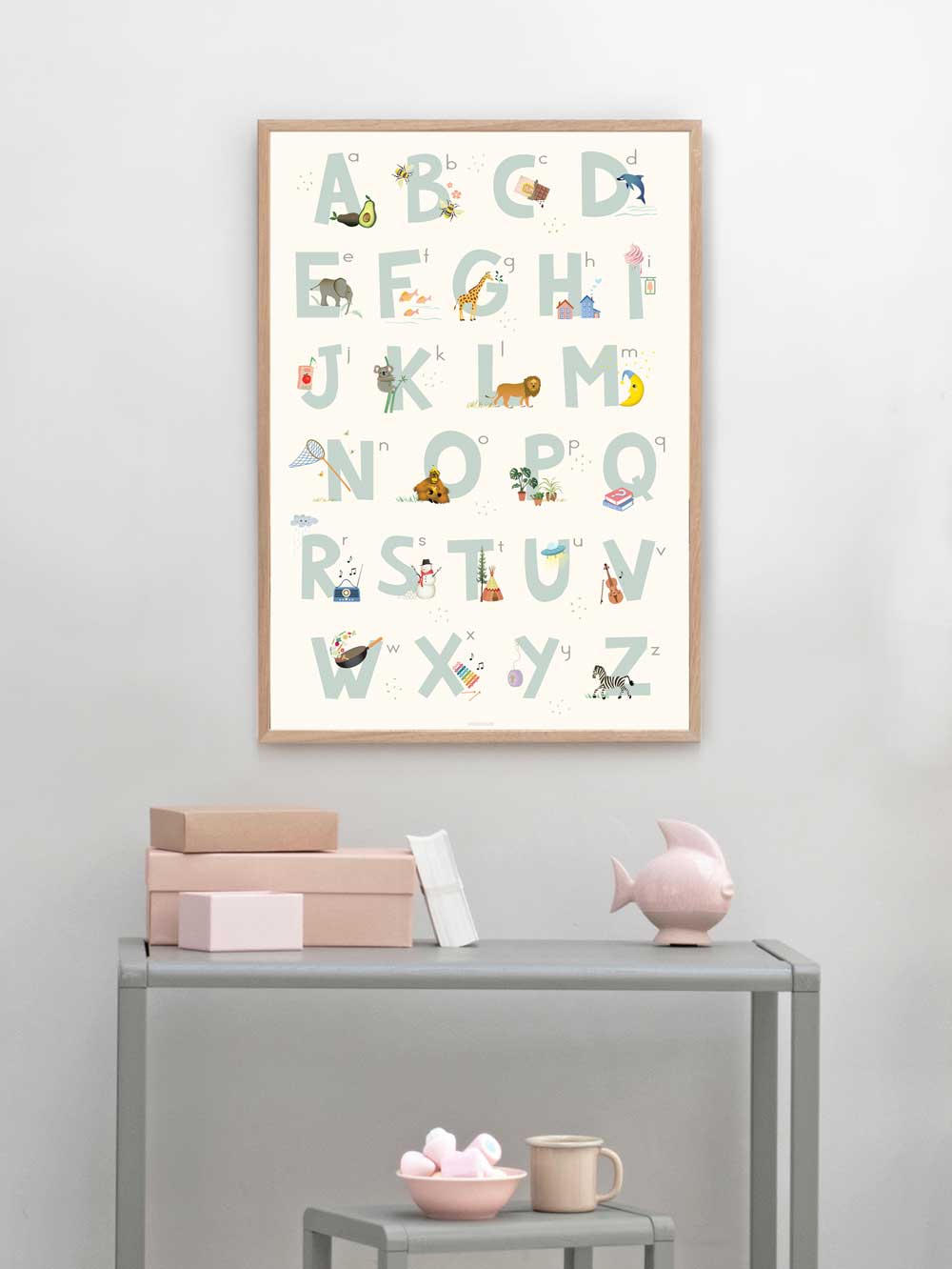 Vissevasse Alphabet Blue English Plakat, 30x40 cm