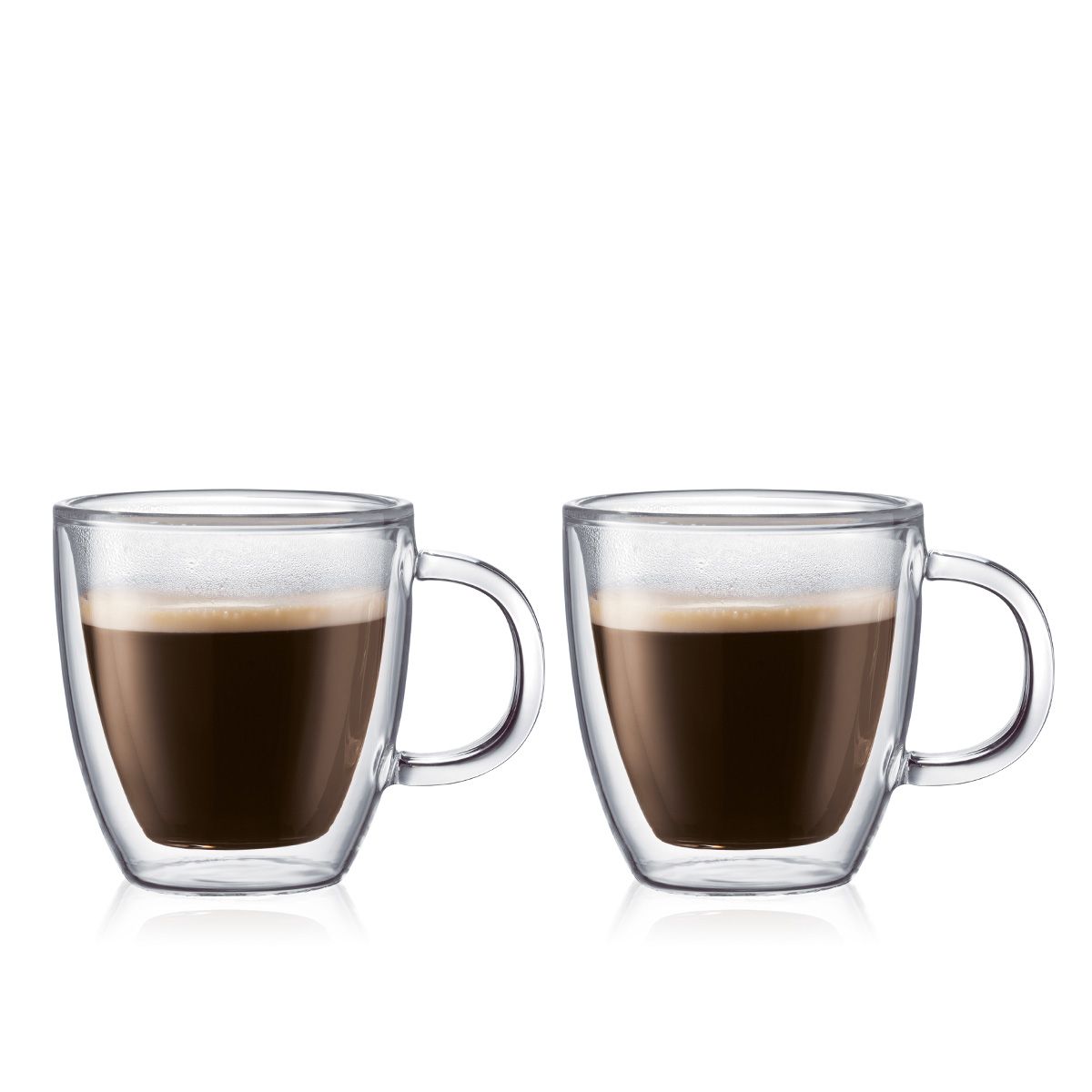 Bodum Bistro Espresso Double Walled Thermo Glasses With Glass Handle, 2 Pcs.