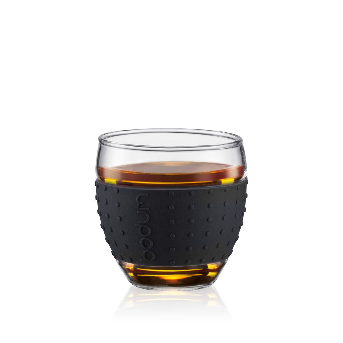 Bodum Pavina Glass z silikonowym uchwytem czarnym 0,1 l, 2 szt.