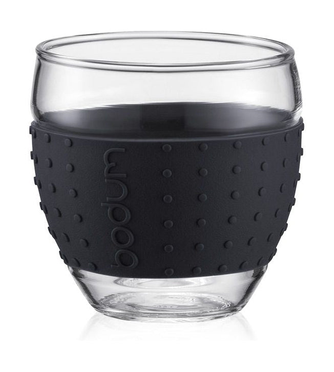 Bodum Pavina Glass z silikonowym uchwytem czarnym 0,1 l, 2 szt.