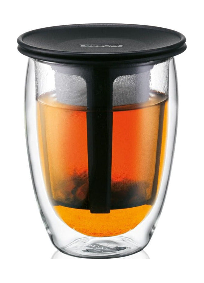 Herbata bodum na jedno szkło herbaty z filtrem z podwójnym murem, czarnym