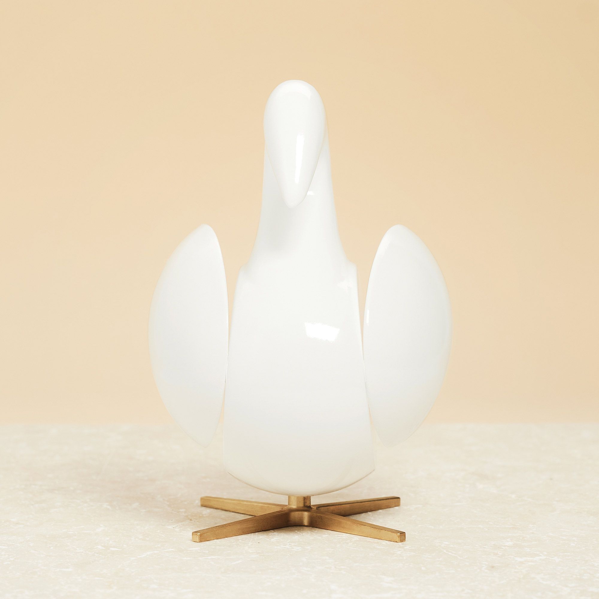 Brainchild Of The Swan Wooden Figure Mahogany White, Brass Base