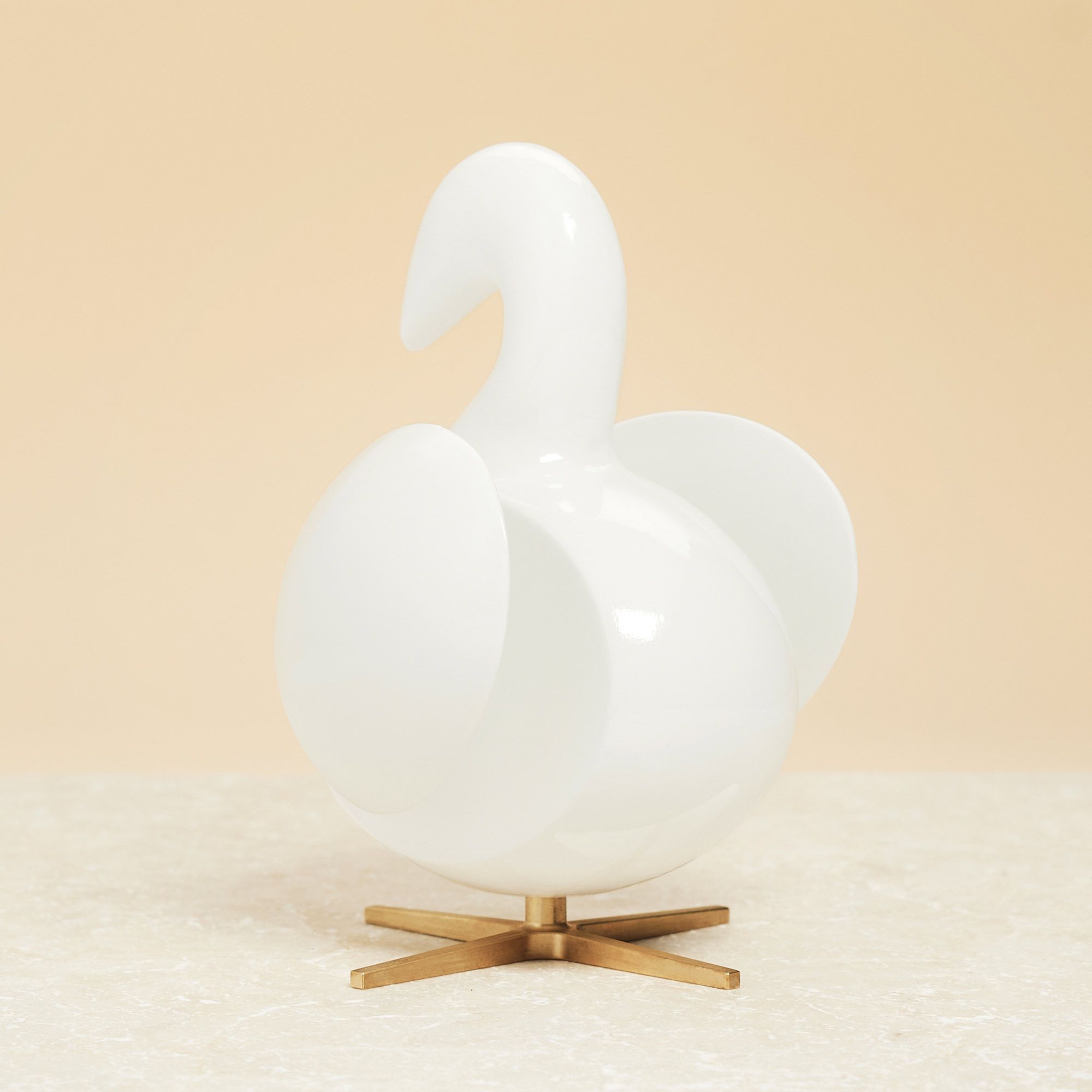 Brainchild Of The Swan Wooden Figure Mahogany White, Brass Base