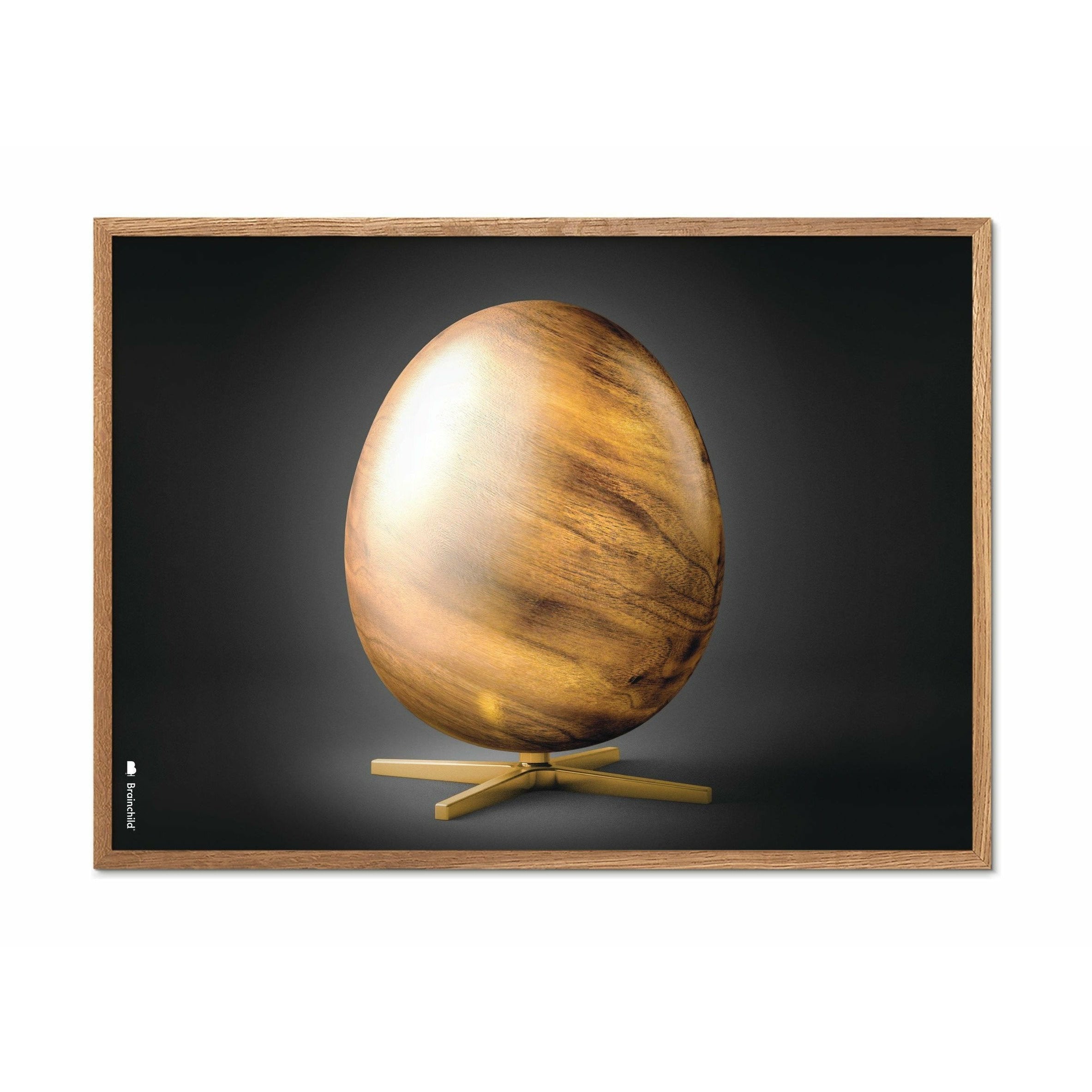 Pomysny plakat z formatu jajowego, rama wykonana z jasnego drewna A5, czarny