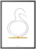 Brainchill Swan Design Szkic Ramka Plakatu Wykonana z czarnego lakierowanego drewna 50x70 Cm, białe tło