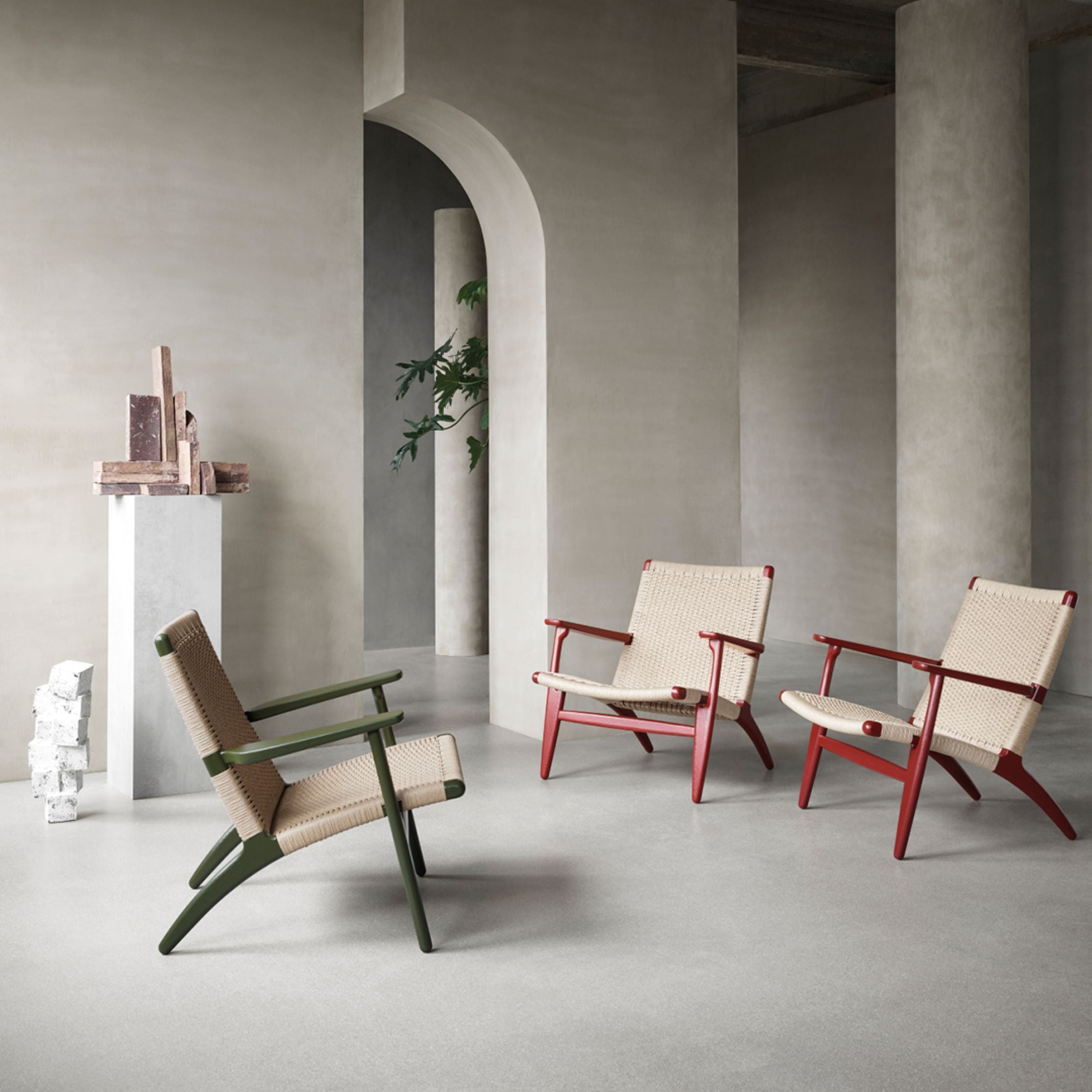 Carl Hansen CH25 REALGE FAILE DAK, FAU RED/Natural Cord