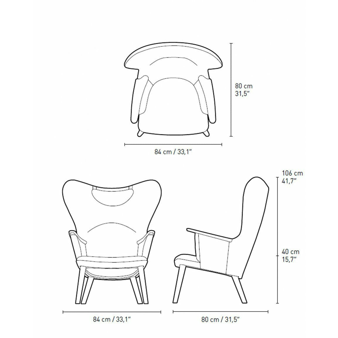 Carl Hansen CH78 MAMA Bear Lounge, Oak Oil/Grey Fiord 0151