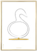 Brainchild Swan Design Szkic Ramka plakatowa wykonana z mosiężnego metalu w kolorze 30x40 cm, białe tło