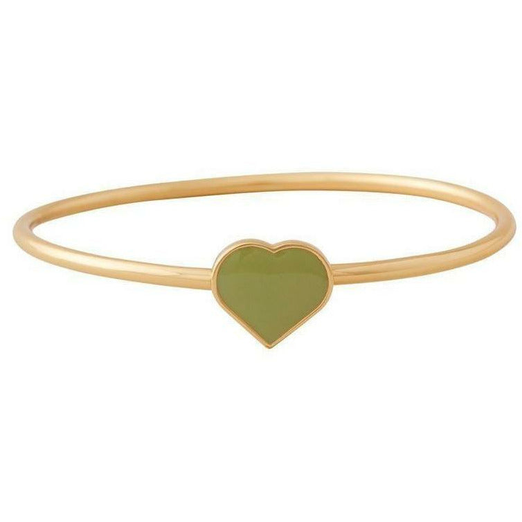 Design Letters Big Heart Enamel Bracelet 18k Gold Plated Silver, Crisp Green