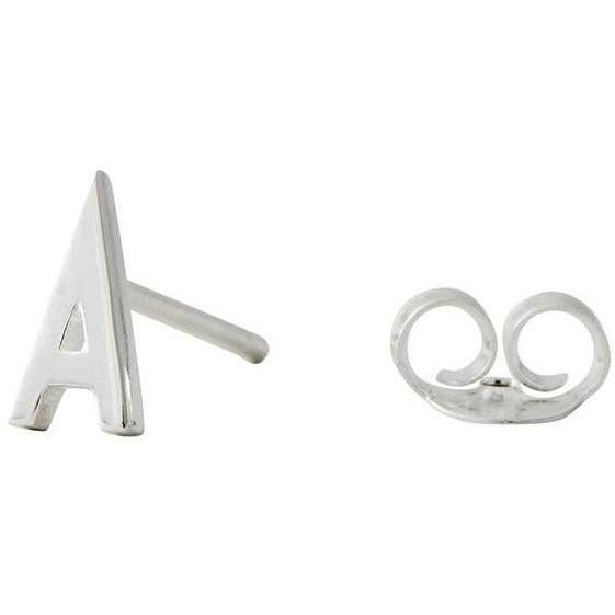 Design Letters Earring With Letter, Silver, A