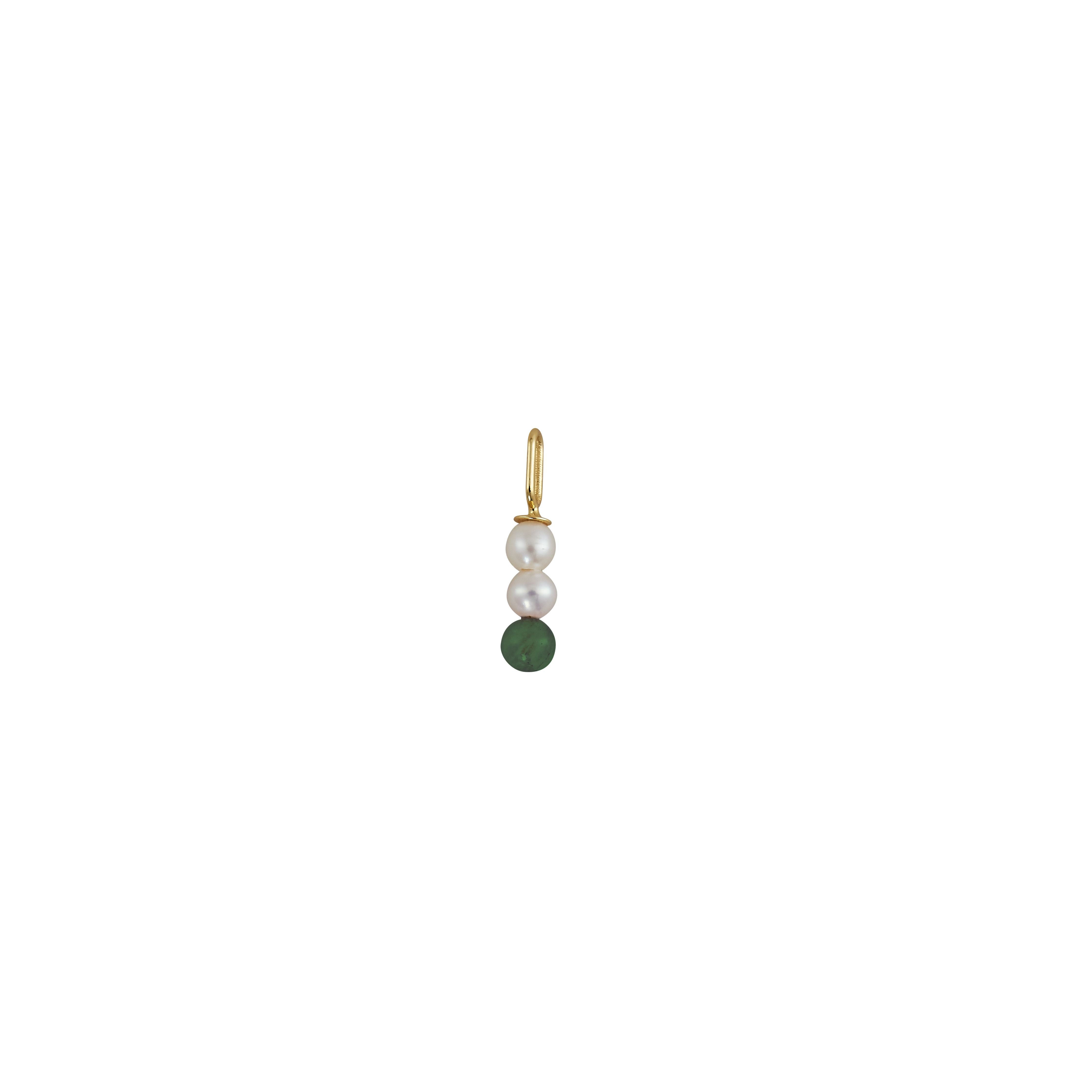 Projekt litery Pearl Stick Charm 4 mm wisiorek złota plated, Malachite Green