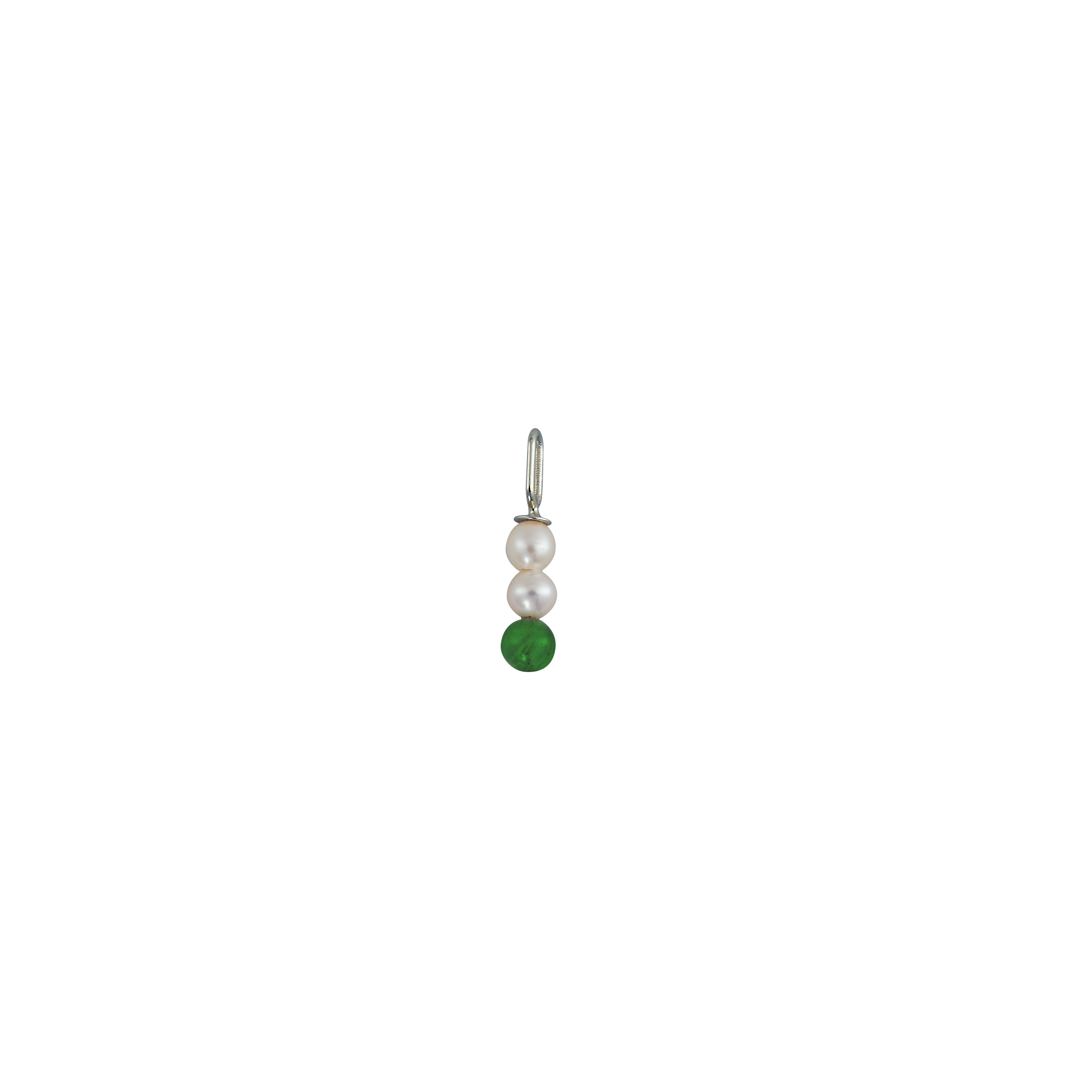 Projekt litery Pearl Stick Charm 4 mm wisiorek srebrny, Malachite Green