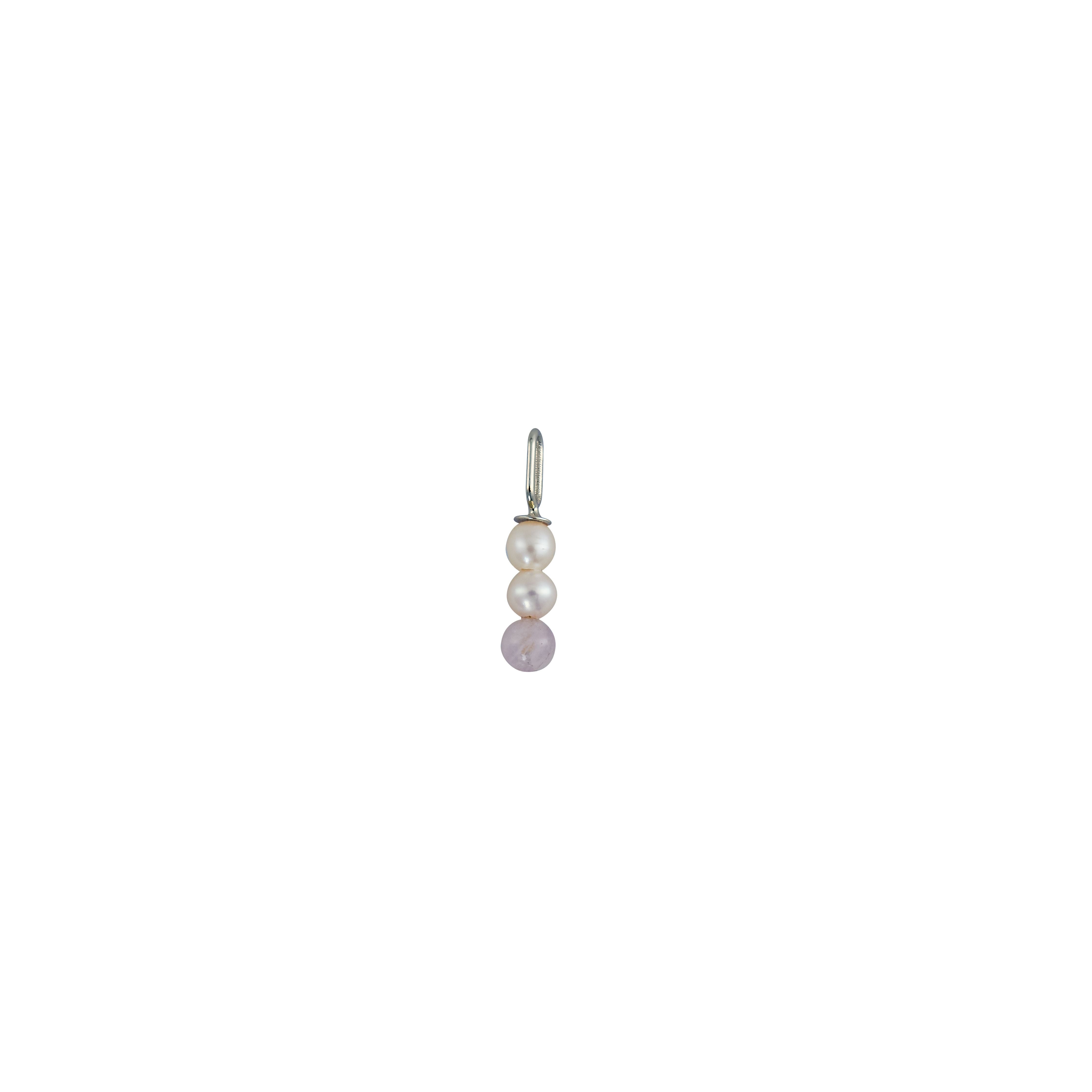 Projekt litery Pearl Stick Charm 4 mm wisiorek srebrny, czysty kryształ