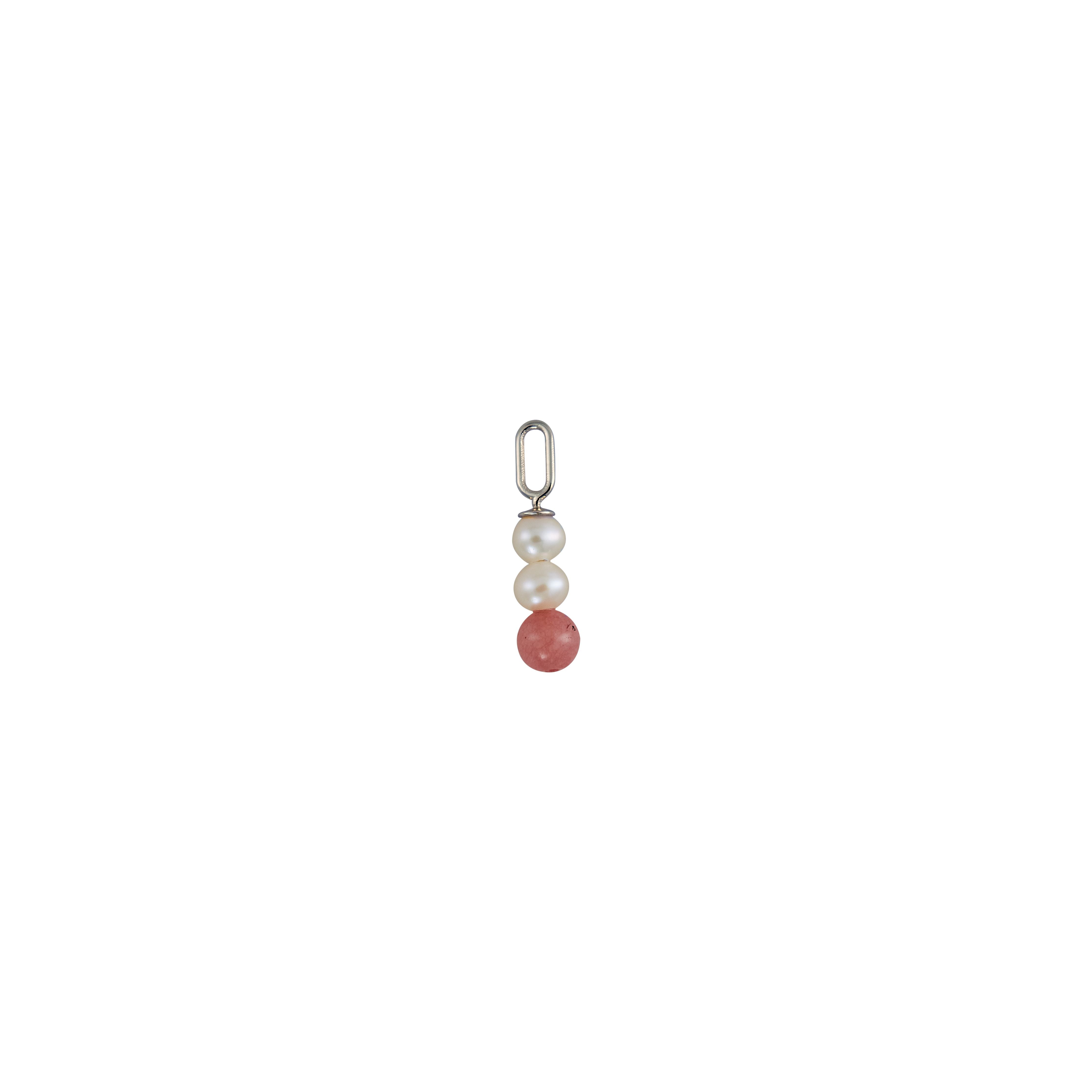 Projekt litery Pearl Stick Charm 4 mm wisiorek srebrny, czerwony chropozę