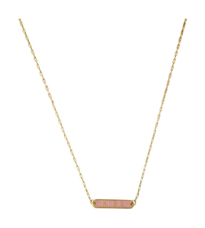 Projektowanie słowo słowo nakotek cukierkowy Kiss Brass Gold Platted, Pink