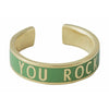 Design Letters Word Candy Ring You Rock Brass Gold Platted, Green