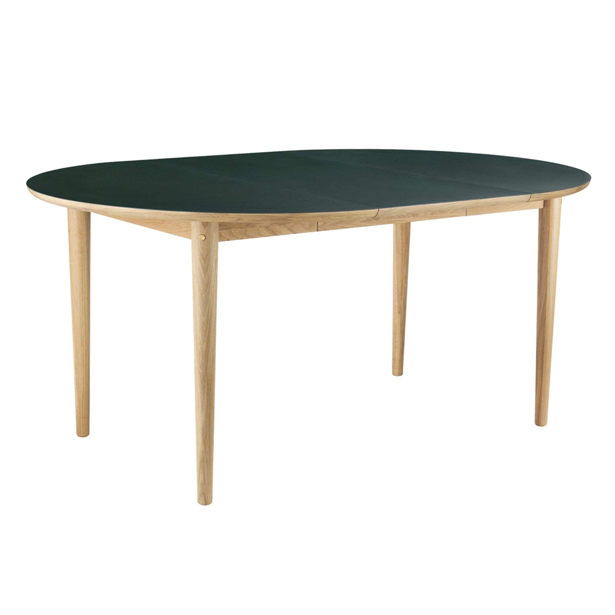 FDB Møbler C62 E stół jadalny z funkcją wyciągnięcia, naturalny/ciemnozielony linoleum