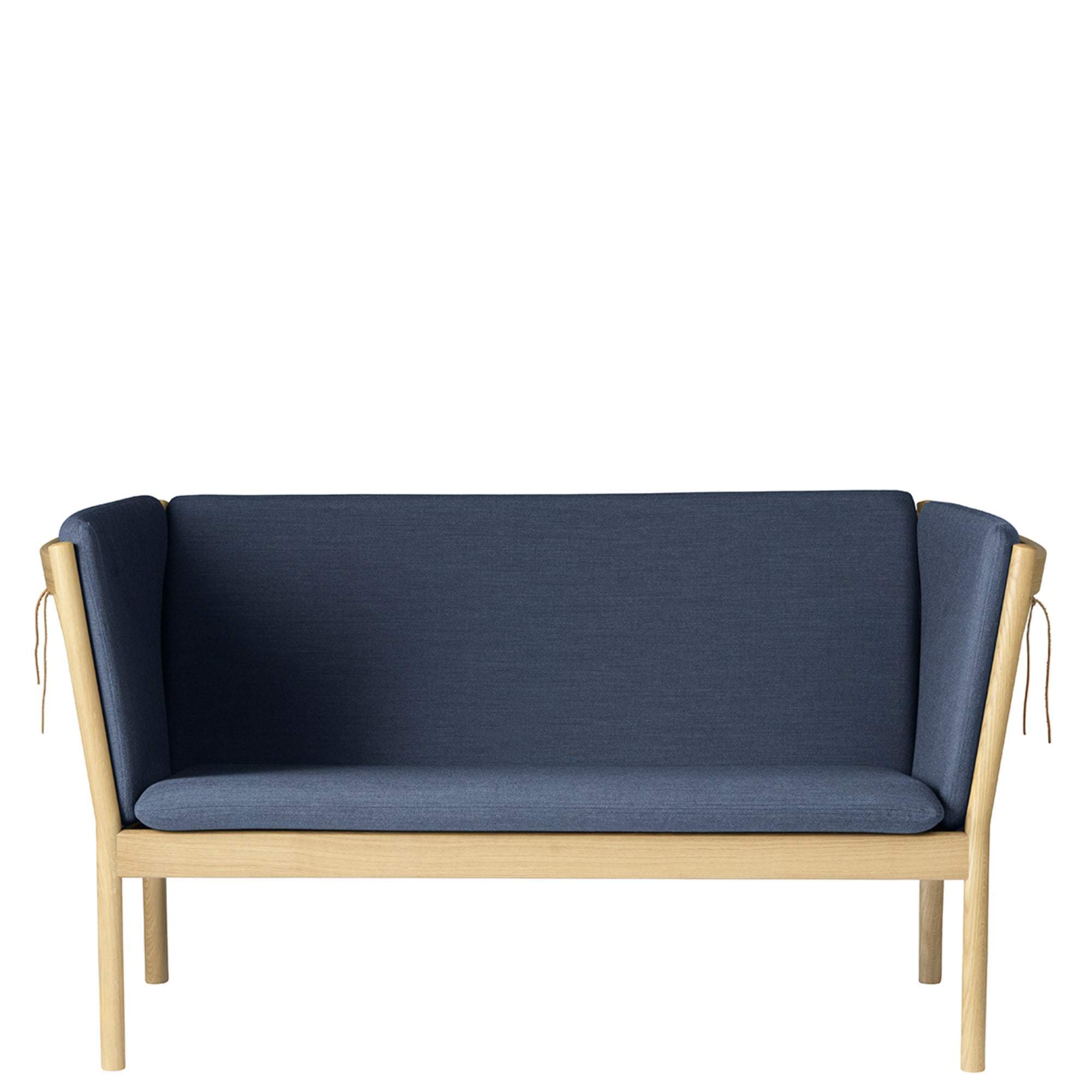 FDB Møbler J148 2 -osobowa sofa, dąb, ciemnoniebieski materiał