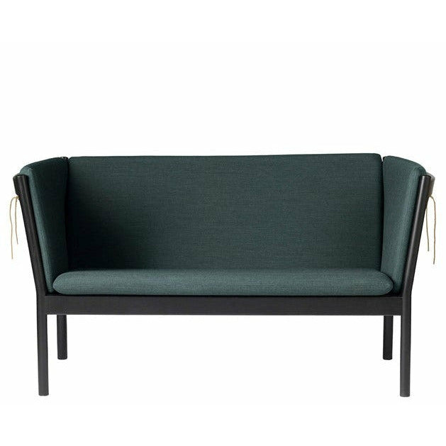 FDB Møbler J148 2 -osobowa sofa, czarny dąb, ciemnozielona tkanina