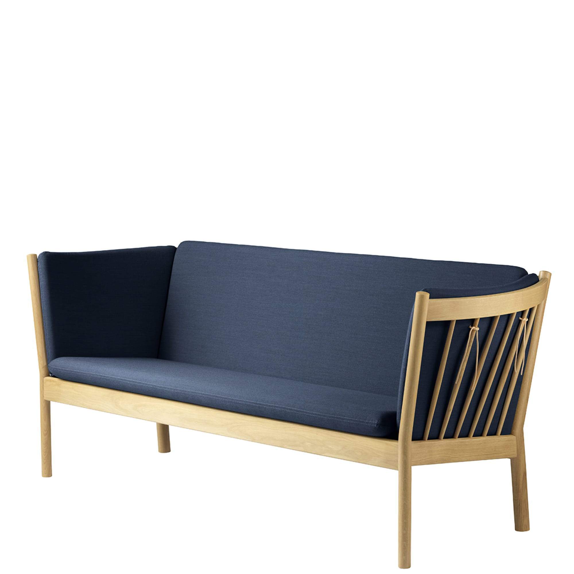 FDB Møbler J149 3 -osobowa sofa, dąb, ciemnoniebieski materiał