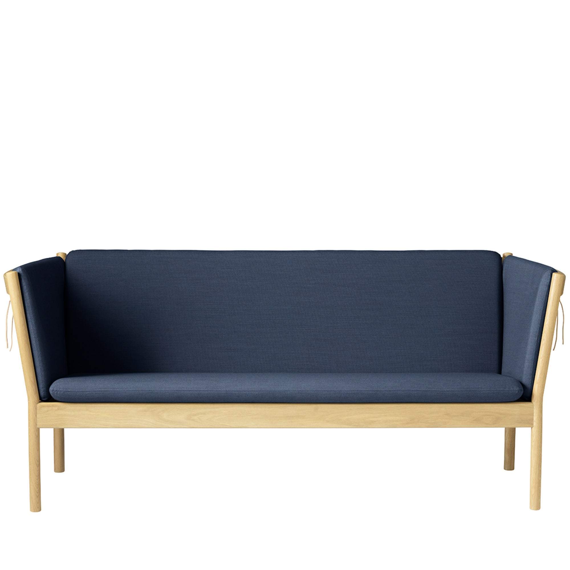 FDB Møbler J149 3 -osobowa sofa, dąb, ciemnoniebieski materiał