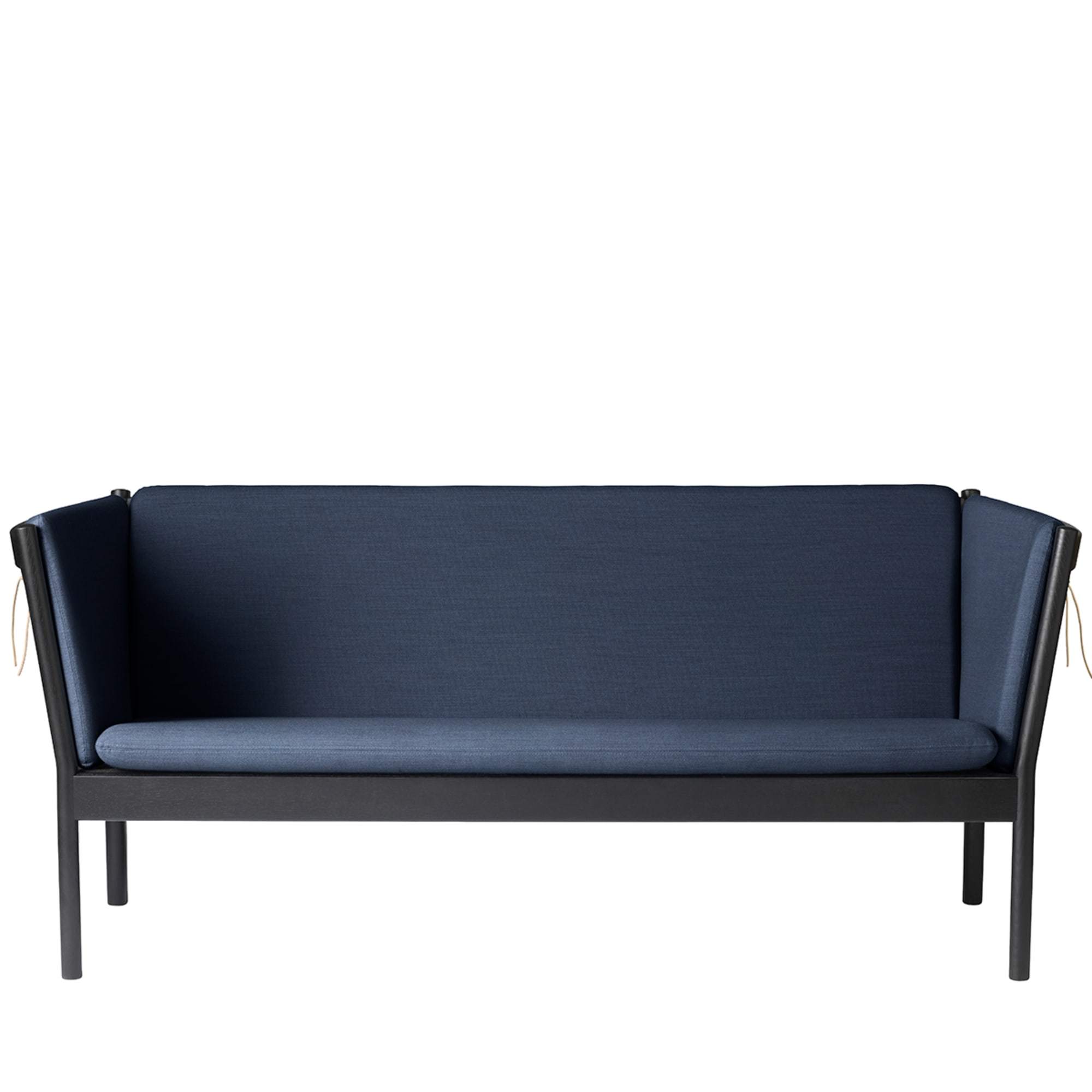 FDB Møbler J149 3 -osobowa sofa, czarny dąb, ciemnoniebieski materiał
